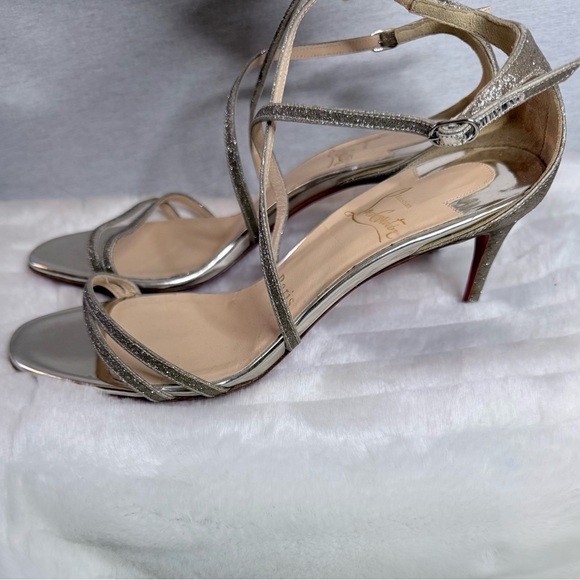CHRISTIAN LOUBOUTIN Authentic Silver Strappy Sandals - Picture 9 of 15